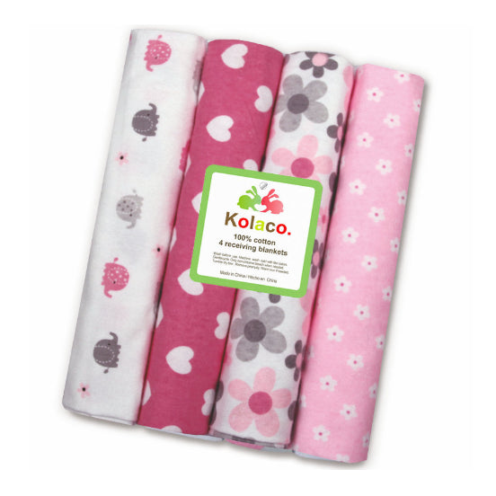 Boo&Bub 102 x 76 cm 4pcs/pack baby blankets | newborn crib sheets cot linen 100% cotton Flannel printing Muslin Diaper - Boo & Bub