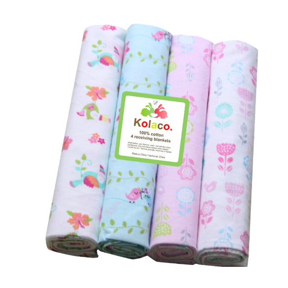 Boo&Bub 102 x 76 cm 4pcs/pack baby blankets | newborn crib sheets cot linen 100% cotton Flannel printing Muslin Diaper - Boo & Bub