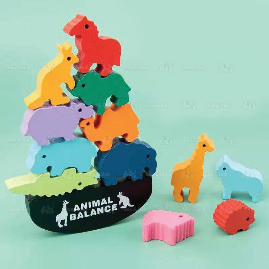 Boo&Bub Wooden Training Balance Game Kit | Baby Learning Montessori Animals Balance Toys Educational Toys - Boo & Bub
