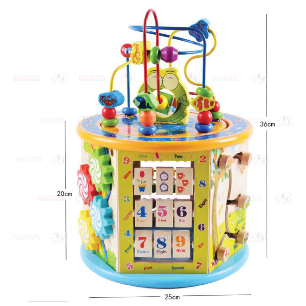 Boo&Bub Montessori Educational Toy Wooden 8 in 1 Multipurpose Activity Cube Center Toys | Abacus Wooden Beads - Boo & Bub
