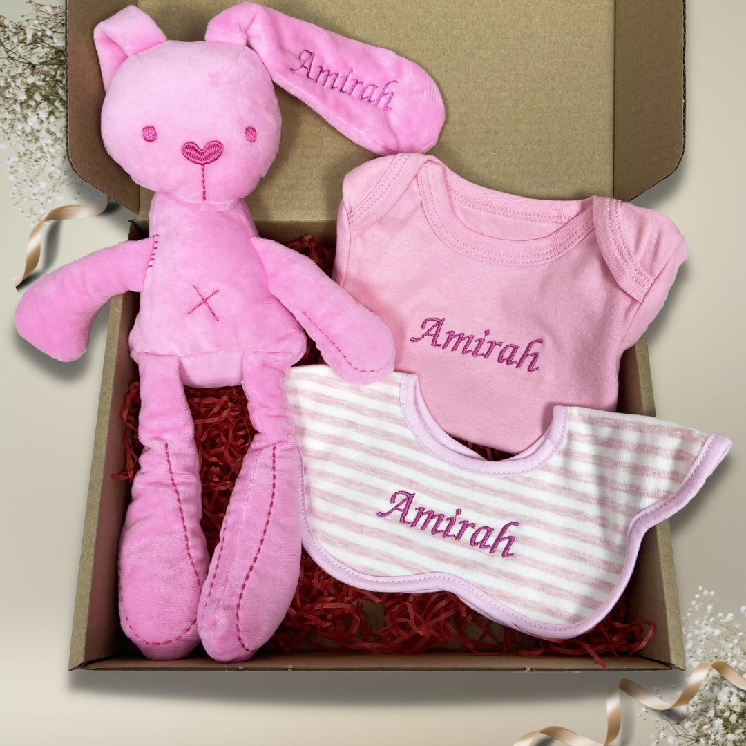 Personalized name embroidery newborn baby gift box set ( SULAM NAMA) - Boo & Bub