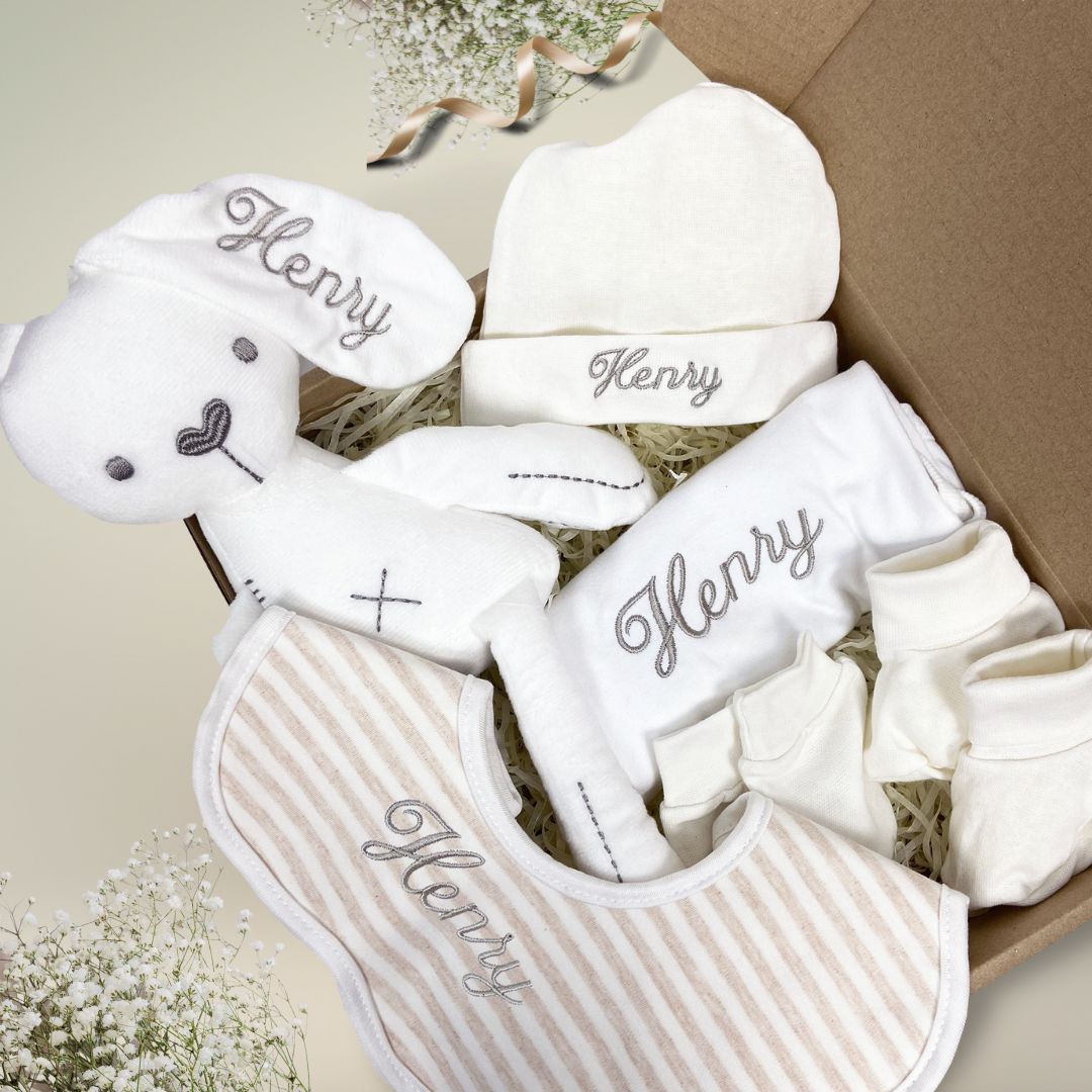 Personalized name embroidery newborn baby gift box set ( SULAM NAMA) - Boo & Bub