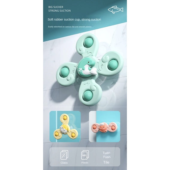 Boo&Bub Baby Spin Top Bath Toys | Boy Children Bathing Spinner Suction Cup Toy For Kids 1 To 6 Years - Boo & Bub