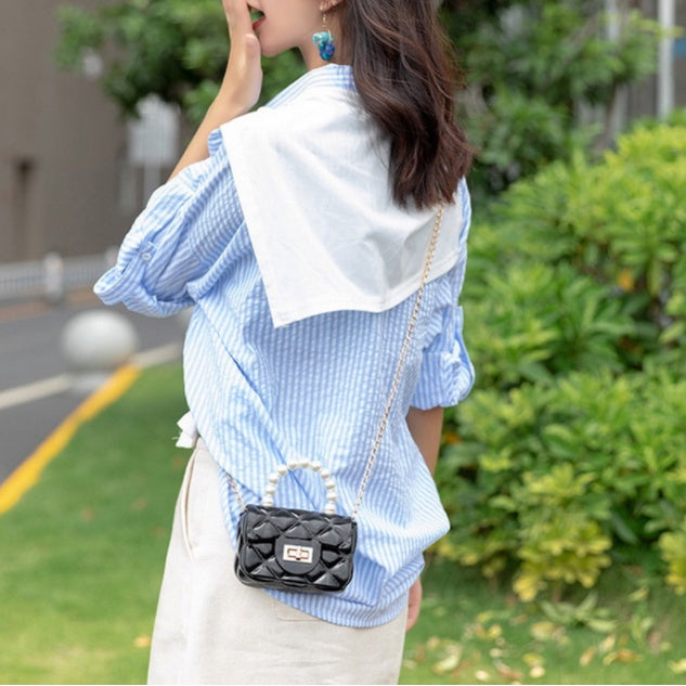Mini Pearl Handbag | Elegant Shoulder Messenger Portable Chain Bag Girl PVC Jelly Bag Crossbody Small Square - Boo & Bub