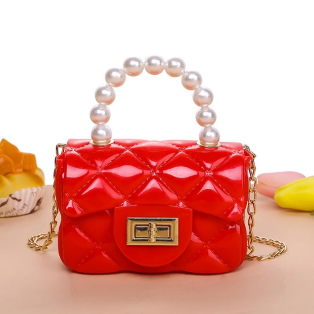 Mini Pearl Handbag | Elegant Shoulder Messenger Portable Chain Bag Girl PVC Jelly Bag Crossbody Small Square - Boo & Bub