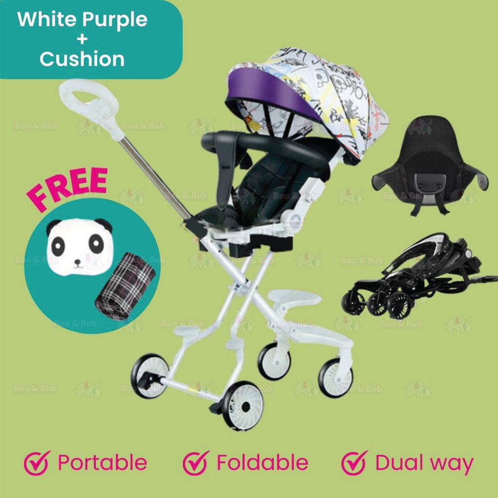 Kids Baby Magic Stroller with Adjustable Sunshade Canopy | 4 Wheels Travel Foldable Stroller - Boo & Bub