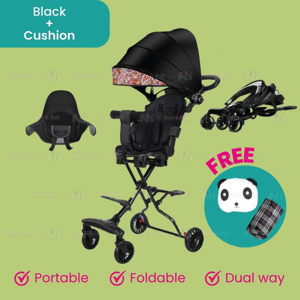 Kids Baby Magic Stroller with Adjustable Sunshade Canopy | 4 Wheels Travel Foldable Stroller - Boo & Bub