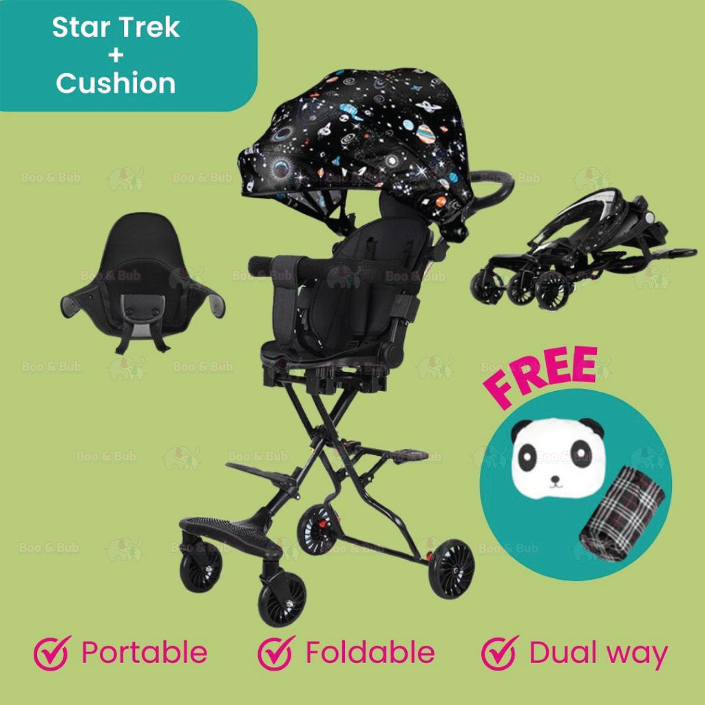 Kids Baby Magic Stroller with Adjustable Sunshade Canopy | 4 Wheels Travel Foldable Stroller - Boo & Bub