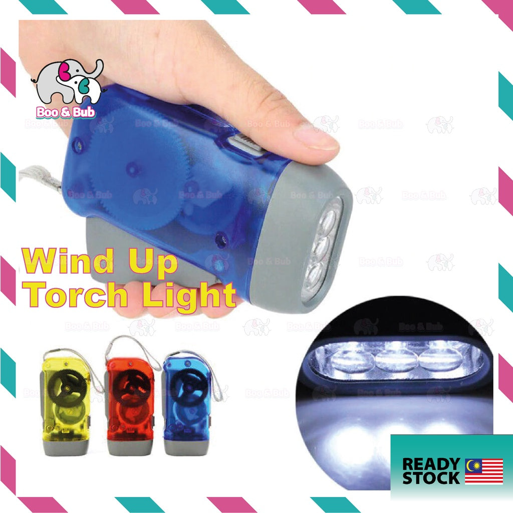 LED Hand Pressing Torch Light | Dynamo Power Wind Up Flashlight Hand Press Crank Camping Lamp Light Outdoor Home - Boo & Bub