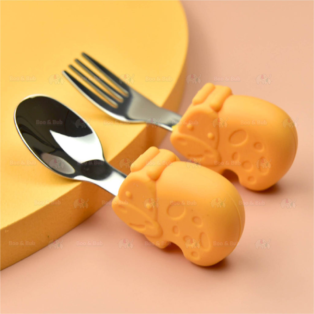 2PCS Soft Silicone Baby Spoon Set | Baby Infact Tableware Feeding Dishes Tableware For Kids Learn To Eat Training - Boo & Bub