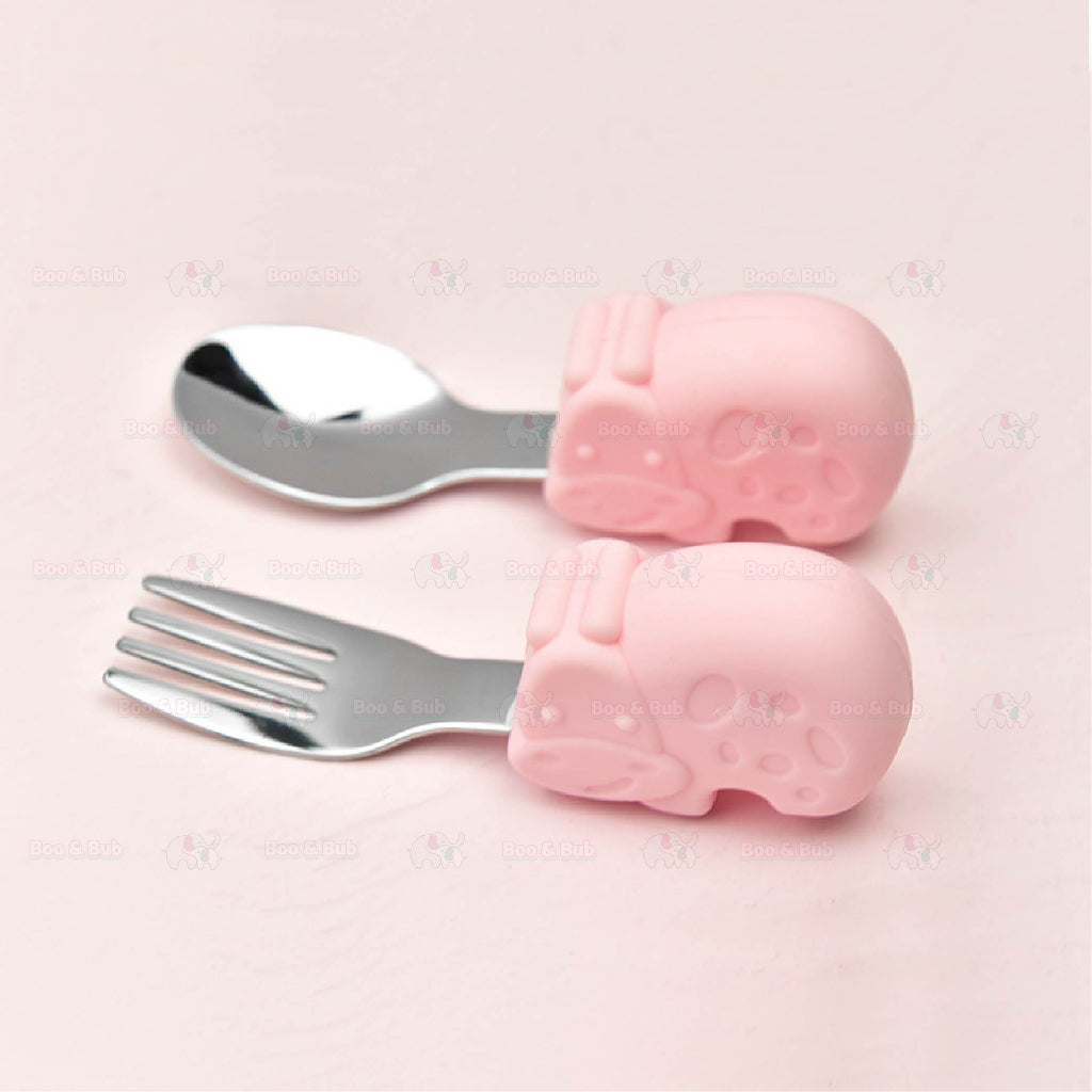 2PCS Soft Silicone Baby Spoon Set | Baby Infact Tableware Feeding Dishes Tableware For Kids Learn To Eat Training - Boo & Bub