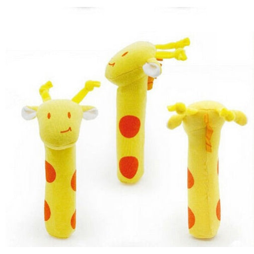Baby squeaky rattle BB Sticks | Beep Soft Plush Doll Crib Hanging Hand Montessori Educational Toy Animal Doll - Boo & Bub