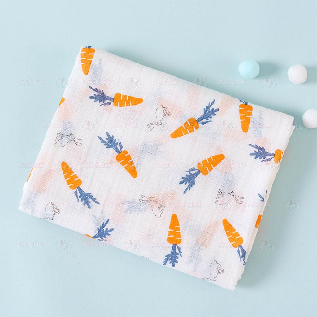 Newborn Baby Muslin Swaddle | Infant bamboo Soft Cloth Nursing Towel Blanket | Kain Lampin Kain Selimut Kain Bedung - Boo & Bub