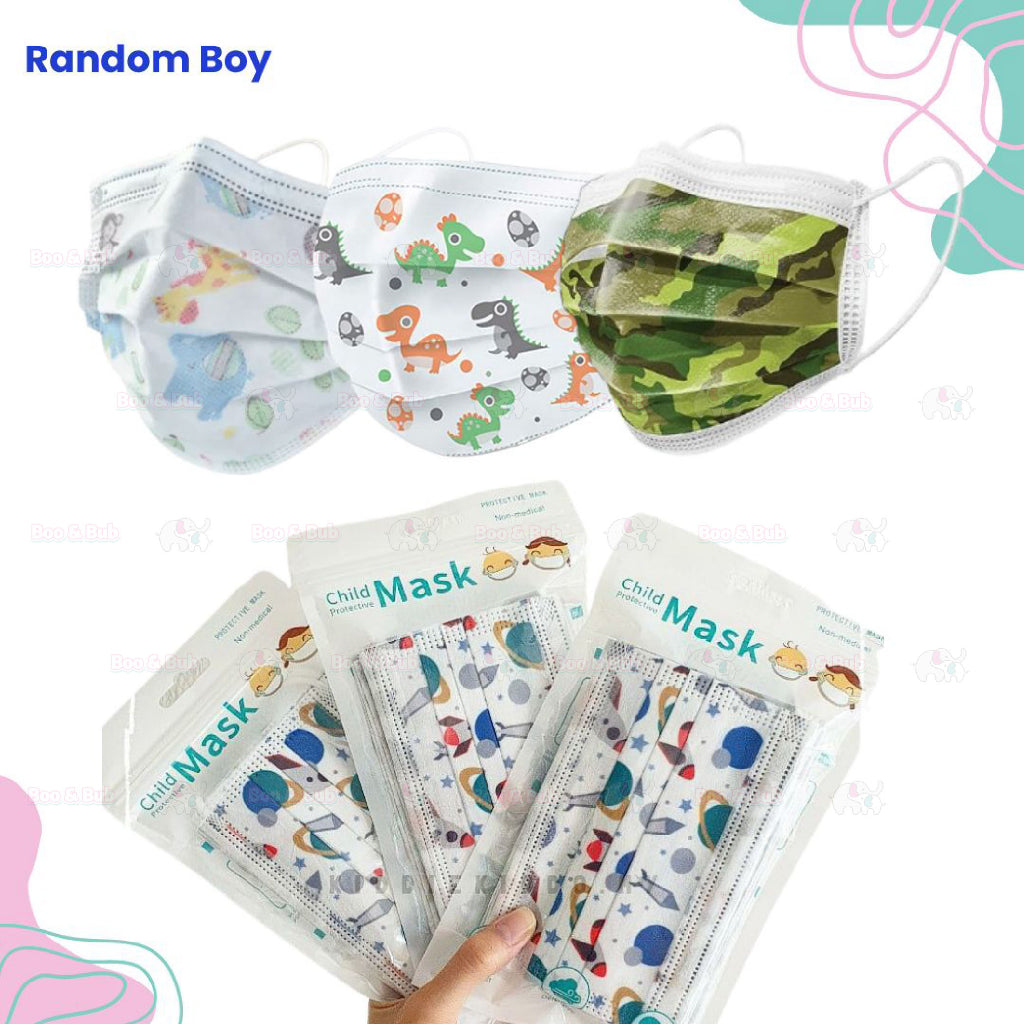 10 PCS Lowest Price / Adult & Child / KF94 / 3PLY & 4PLY Protective Disposable Face Mask Cartoon Print - Boo & Bub