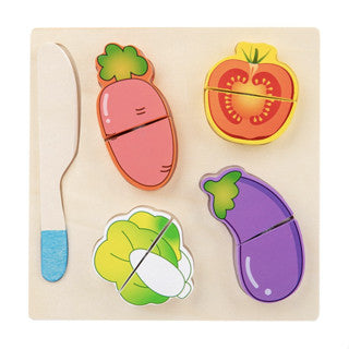 Boo&Bub Wooden Food Cooking Simulation | Tableware Children Kitchen Pretend Play Toy Fruit Vegetable Pizza Cutting - Boo & Bub