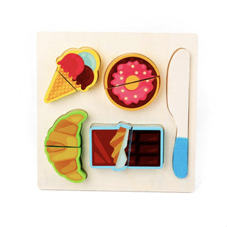 Boo&Bub Wooden Food Cooking Simulation | Tableware Children Kitchen Pretend Play Toy Fruit Vegetable Pizza Cutting - Boo & Bub