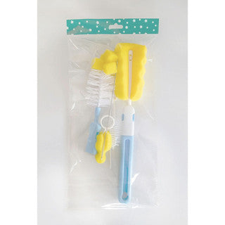 3 Pcs Baby Feeding Bottle Cleaning Brushes Set | Rotary Handle Milk Bottle Washing Nipple Cleaner Soft Silicone - Boo & Bub