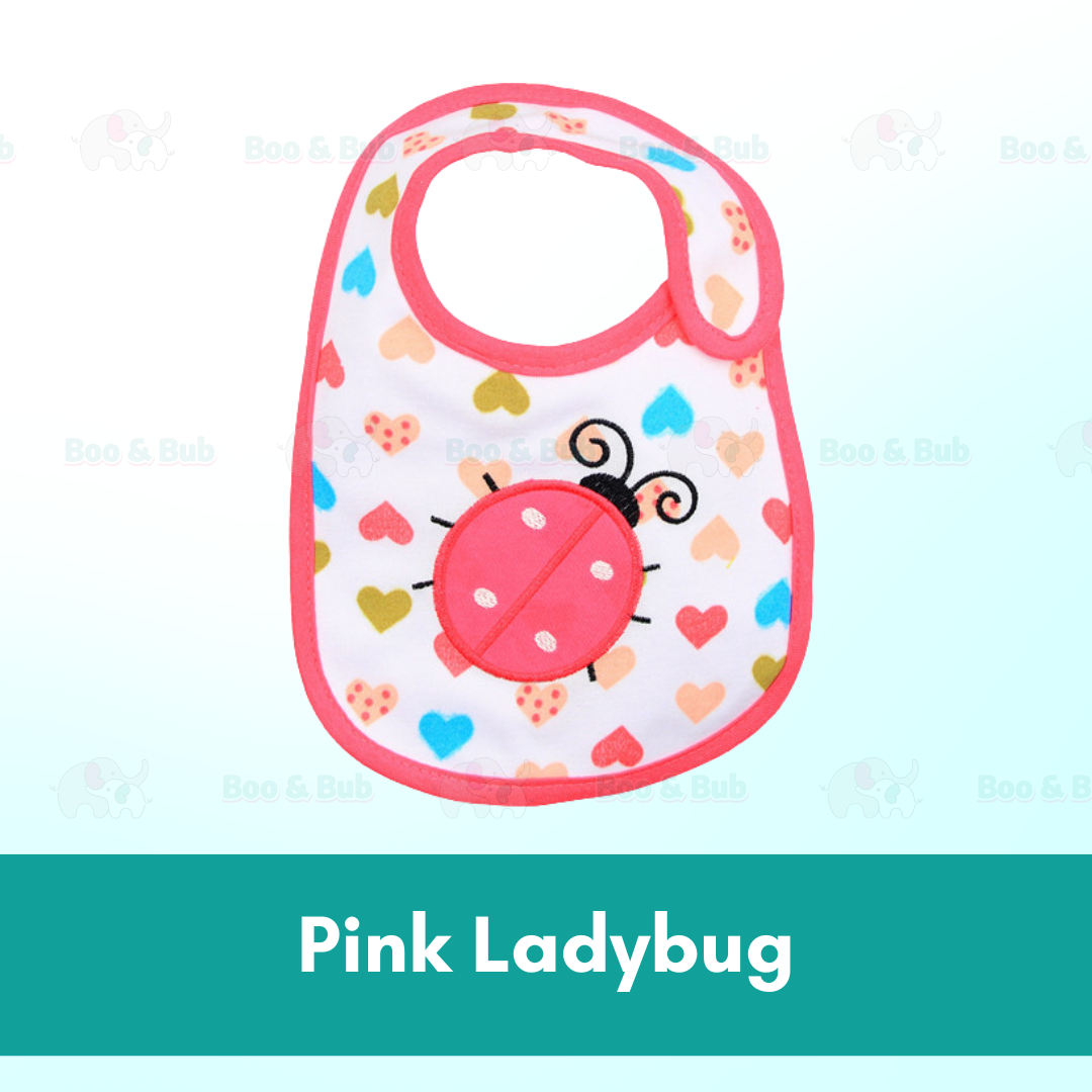 Boo&Bub Newborn Cute Print Bib | Baby Bib With Button | double layers Cartoon Character Animal - Boo & Bub