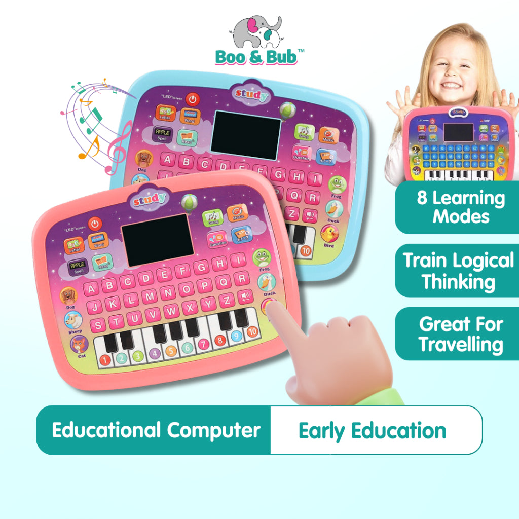 Educational Computer Toy with LED Screen Display | Early Learning Tablet Toddler Multifunction Music Song Toy Kids - Boo & Bub