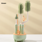 3 Pcs Baby Feeding Bottle Cleaning Brushes Set | Rotary Handle Milk Bottle Washing Nipple Cleaner Soft Silicone - Boo & Bub