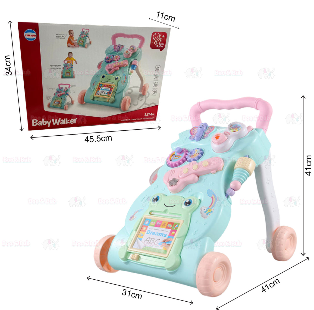 Baby Walker | Stand-to-Sit Trolley High Quality Kids Gift For Toddler Learning Walk Music Piano Phone Drawing Toy - Boo & Bub
