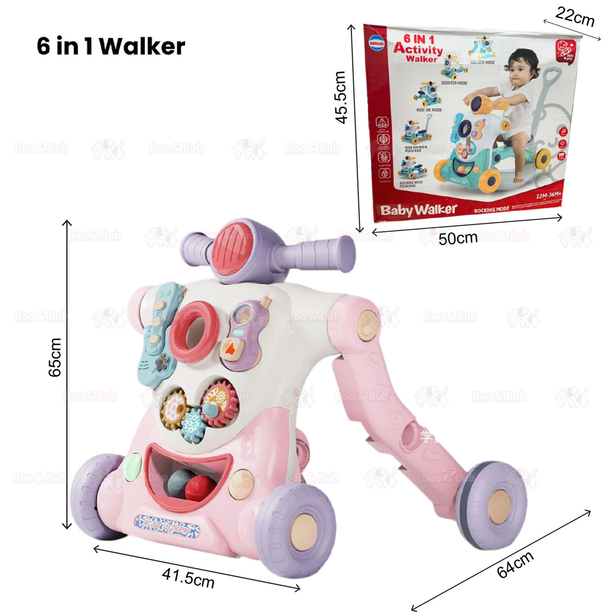 Baby Walker | Stand-to-Sit Trolley High Quality Kids Gift For Toddler Learning Walk Music Piano Phone Drawing Toy - Boo & Bub