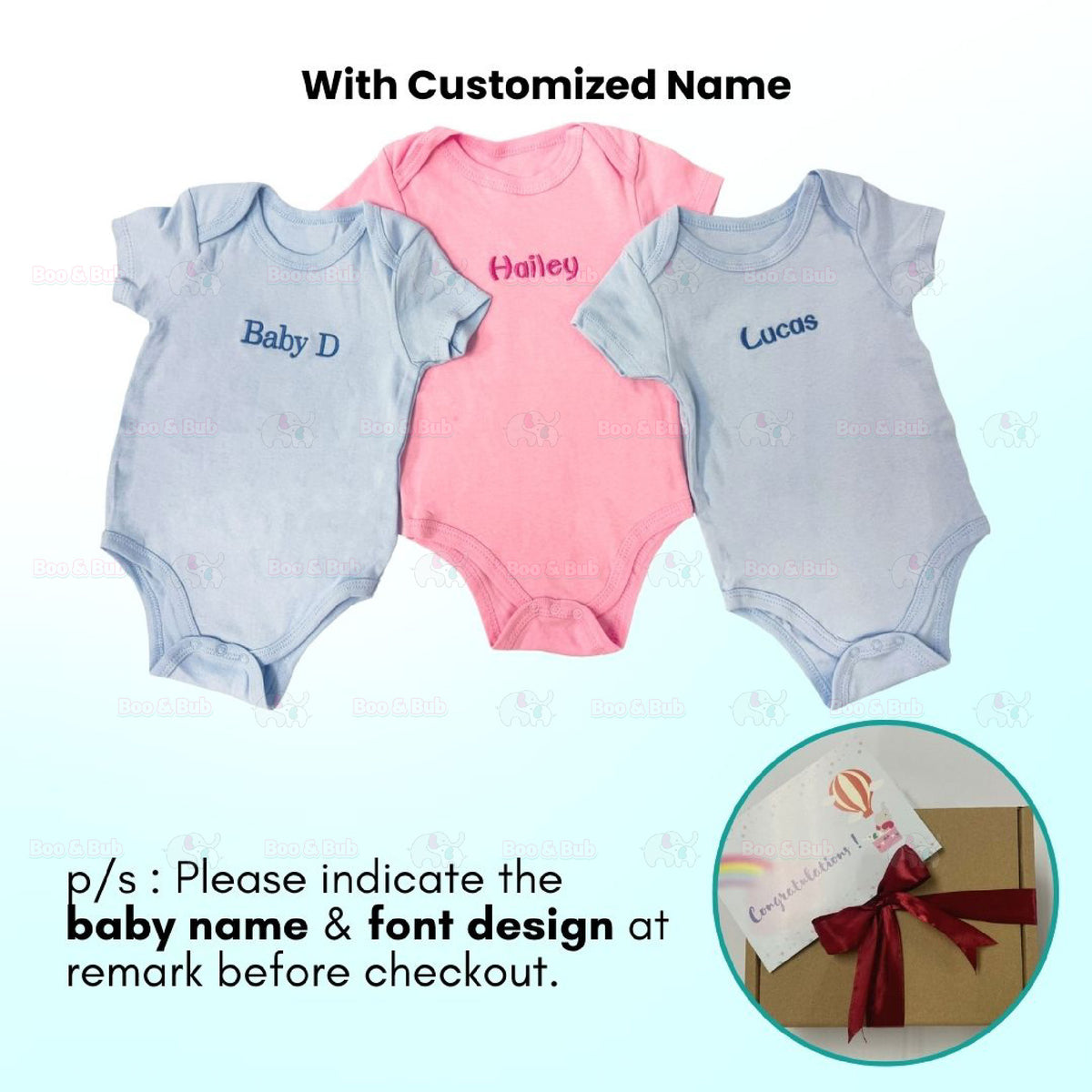 Personalized name embroidery newborn baby gift box set ( SULAM NAMA) - Boo & Bub