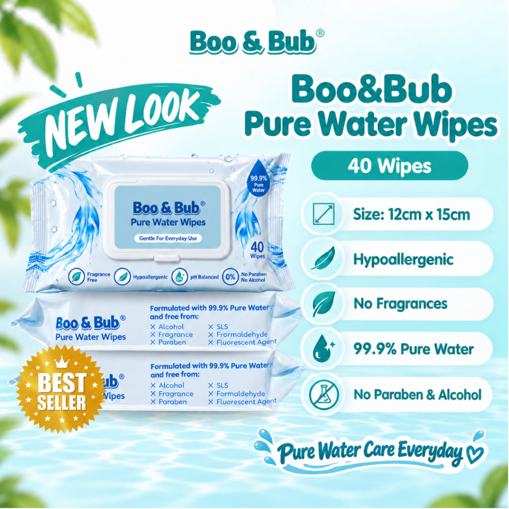 40 pcs Baby Hand Mouth Wipes / Wet Tissue | Alcohol-free, paraben-free, fragrance-free wipe / Tisu Basah Bayi - Boo & Bub