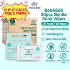 [Carton] Boo&Bub 20's x 30 packs Premium Non Alcohol Baby Wet Wipes Baby Wet Tissue Gentle Wipes Baby Wipes Tisu Basah - Boo & Bub