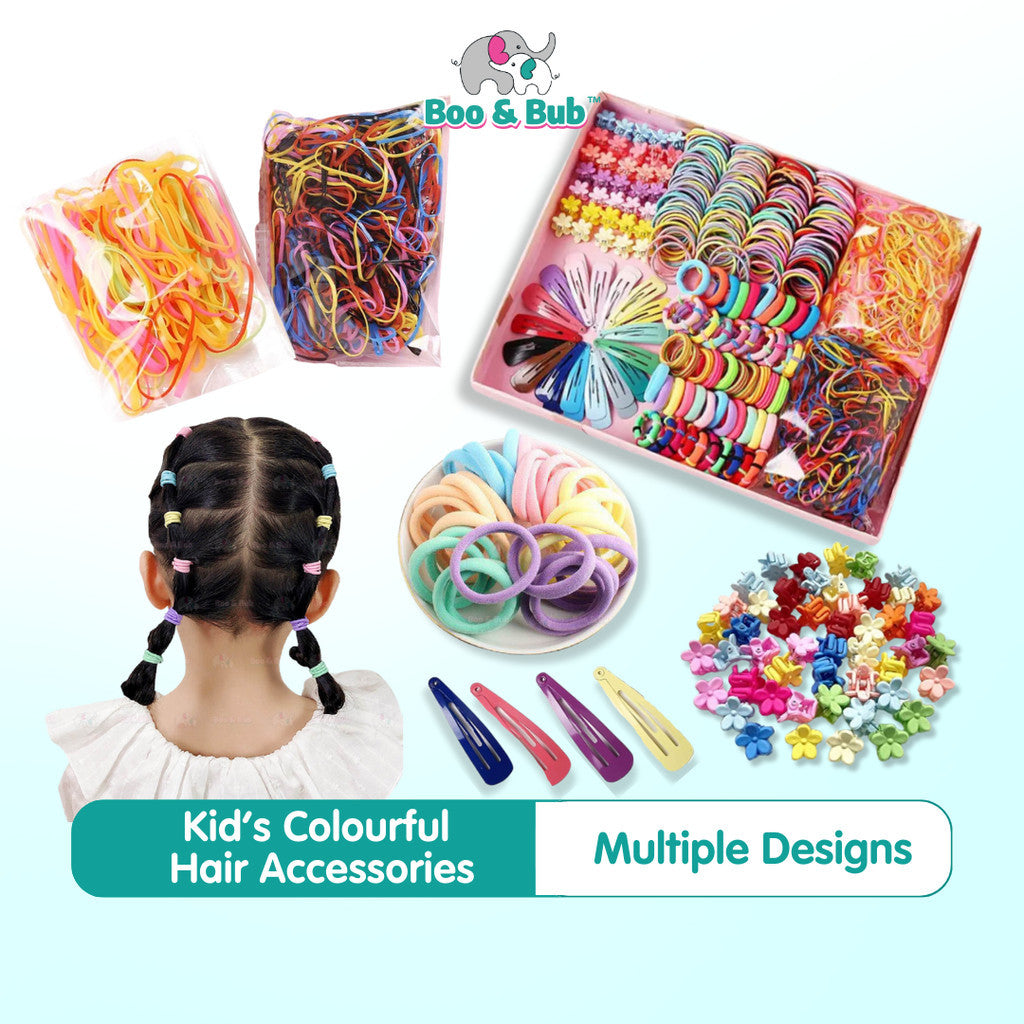 Kids Colorful Hair Accessories | Hair Tie Girls Rubber Band Kids Ponytail Headband Hair Children - Boo & Bub