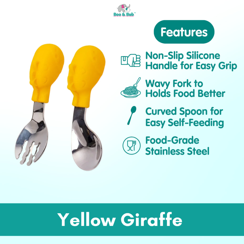 2PCS Soft Silicone Baby Spoon Set | Baby Infact Tableware Feeding Dishes Tableware For Kids Learn To Eat Training - Boo & Bub