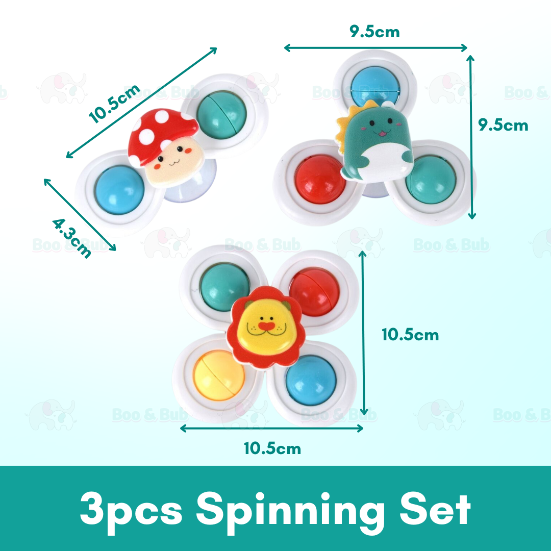 Boo&Bub Baby Spin Top Bath Toys | Boy Children Bathing Spinner Suction Cup Toy For Kids 1 To 6 Years - Boo & Bub