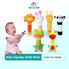 Baby squeaky rattle BB Sticks | Beep Soft Plush Doll Crib Hanging Hand Montessori Educational Toy Animal Doll - Boo & Bub