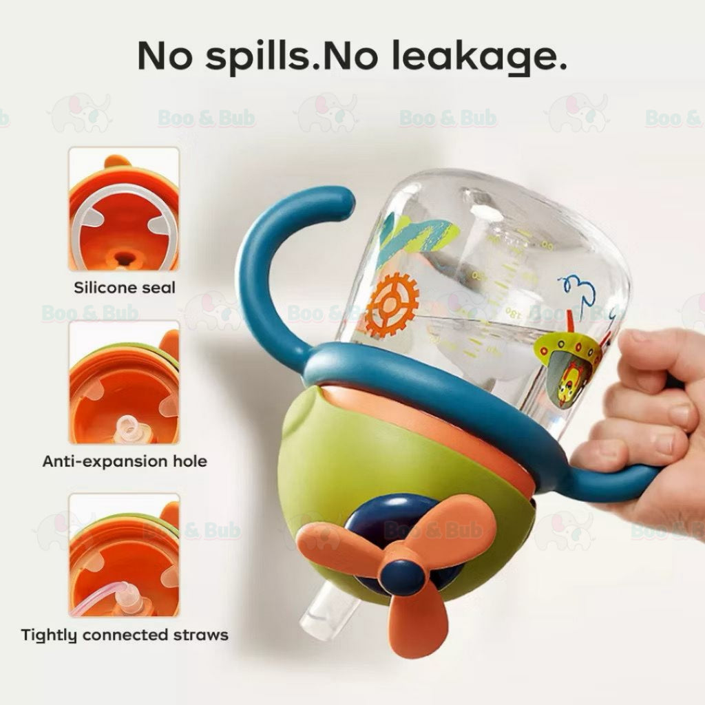 Boo&Bub 300ML Tritan Baby Bottle With Straw Botol Air Baby Botol Air Budak Kids Bottle With Straw Training Cup Cute - Boo & Bub