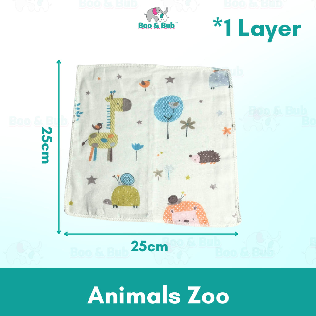 Baby Cotton Soft Cartoon Handkerchief | Newborn Toddler Soft Bath Gauze Feeding Kids Wash 手帕 - Boo & Bub