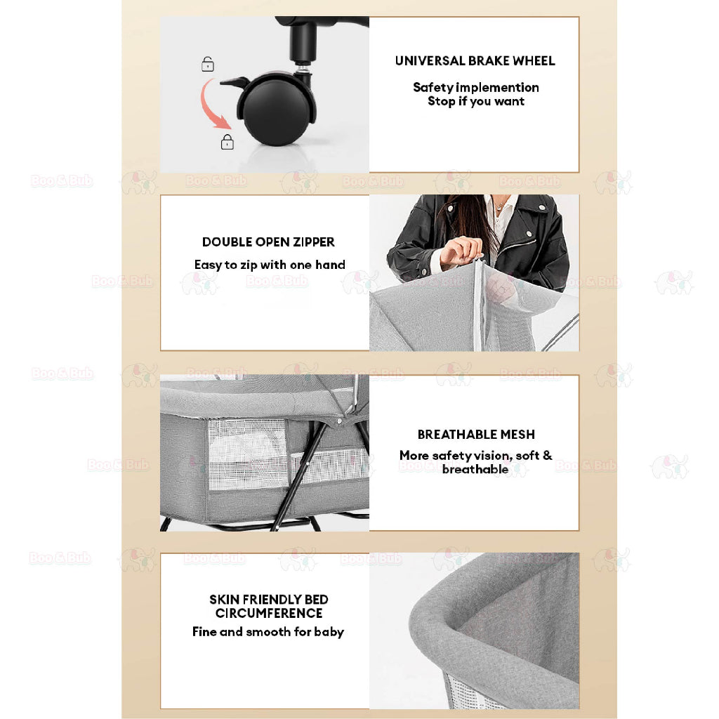 Boo&Bub Newborn Folding Baby Crib Multifunction Portable Baby Cot Adjustable portable baby Bed travel cot katil bayi - Boo & Bub