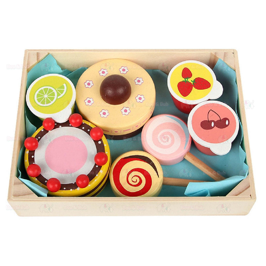 Boo&Bub Wooden Food Cooking Simulation | Tableware Children Kitchen Pretend Play Toy Fruit Vegetable Pizza Cutting - Boo & Bub