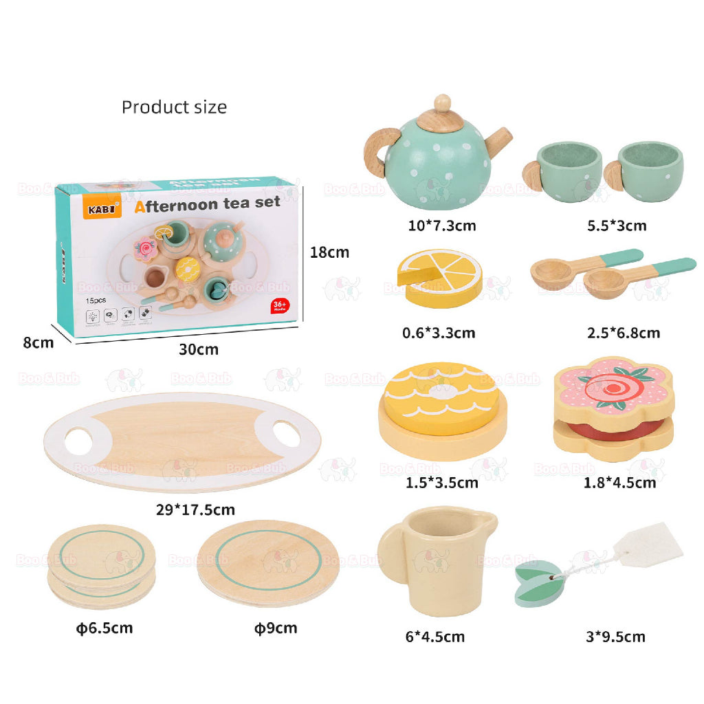 Boo&Bub Wooden dessert tea set | Pretend food cupcake set for preschool kids | Kids development toy birthday gift - Boo & Bub