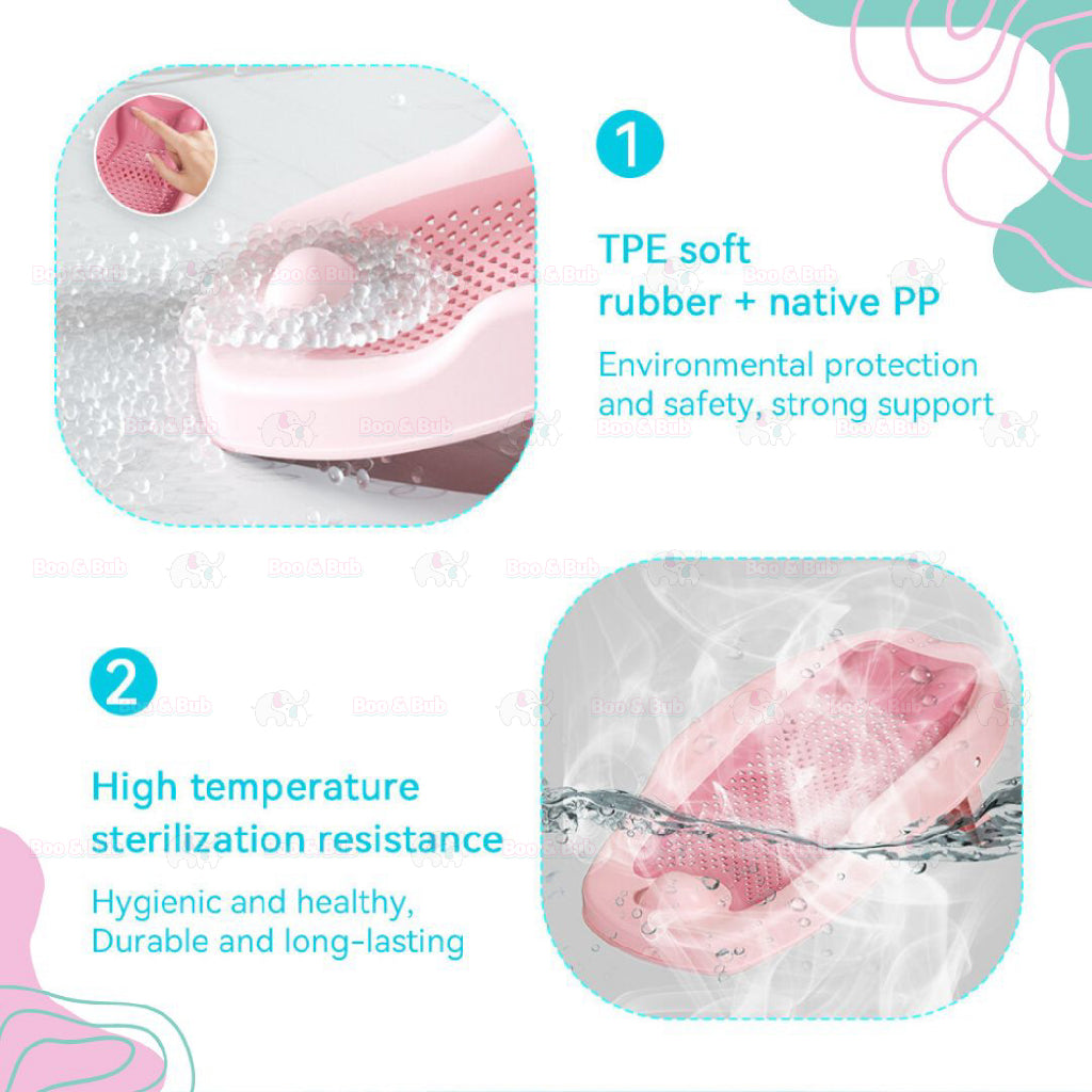 Boo&Bub Baby Mini Bath folding Tub | Bed baby sponge spine | Bath bed non-slip mat infant toiletries - Boo & Bub