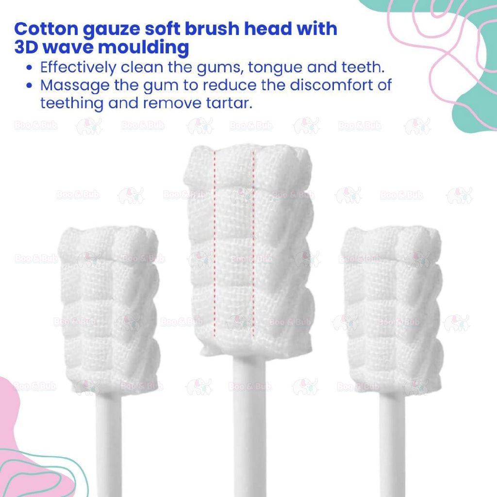 Boo&Bub Baby Oral Cleaner | Disposable Soft Toothbrush Toddler Tongue Washing Gauze Tongue Cleaning Pembersih Mulut - Boo & Bub