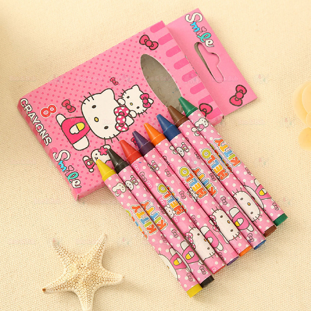 Boo&Bub 8/12pcs Kids Cartoon Colour Crayon set Birthday Door Gift Goodies Bag Coloring Crayon Color Pencils Warna Krayon - Boo & Bub