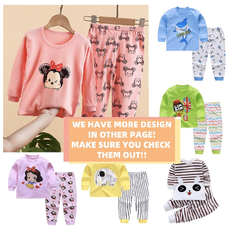 🇲🇾HOT🇲🇾Kids Pyjamas Set | Cartoon Cute Children Sleepwear | Cotton Soft Baby Nightwear Clothes Pajamas | Baju Tidur Buda - Boo & Bub