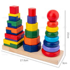 Boo&Bub Wooden Stacking Toys Rainbow stacking Ring Stacker Wooden Tower Hanoi Tower Montessori toys stacking block - Boo & Bub