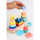 Boo&Bub Wooden Stacking Toys Rainbow stacking Ring Stacker Wooden Tower Hanoi Tower Montessori toys stacking block - Boo & Bub