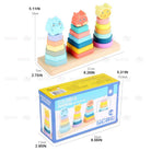 Boo&Bub Wooden Stacking Toys Rainbow stacking Ring Stacker Wooden Tower Hanoi Tower Montessori toys stacking block - Boo & Bub