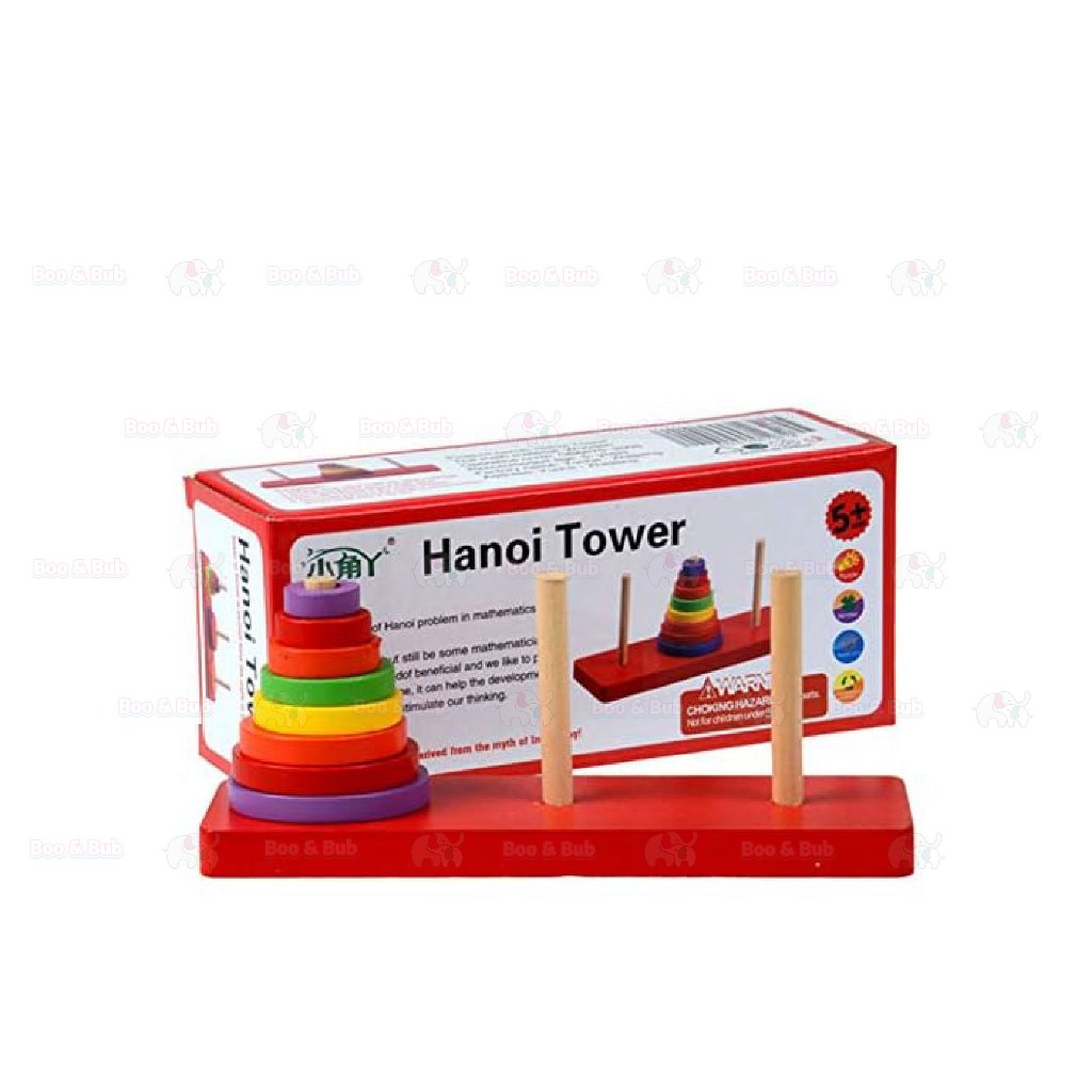 Boo&Bub Wooden Stacking Toys Rainbow stacking Ring Stacker Wooden Tower Hanoi Tower Montessori toys stacking block - Boo & Bub