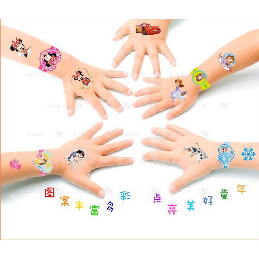 Boo&Bub Disney Kids Tattoo Sticker Kids Temporary Tattoo Waterproof hand sticker cartoon fake tattoo pelekat tatu 儿童纹身贴 - Boo & Bub