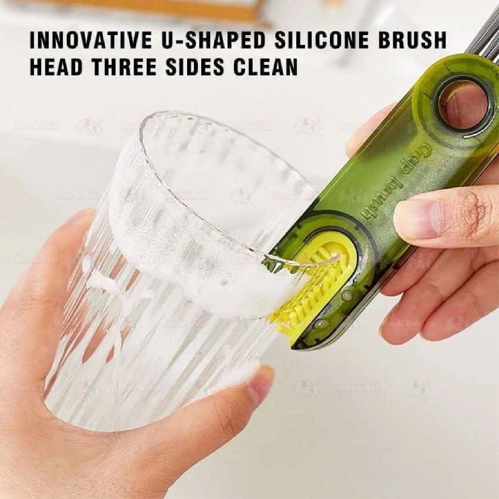 3 in 1 bottle brush baby bottle brush bottle cap cleaning brush kitchen tools berus botol milk bottle brush set 奶瓶刷子 - Boo & Bub