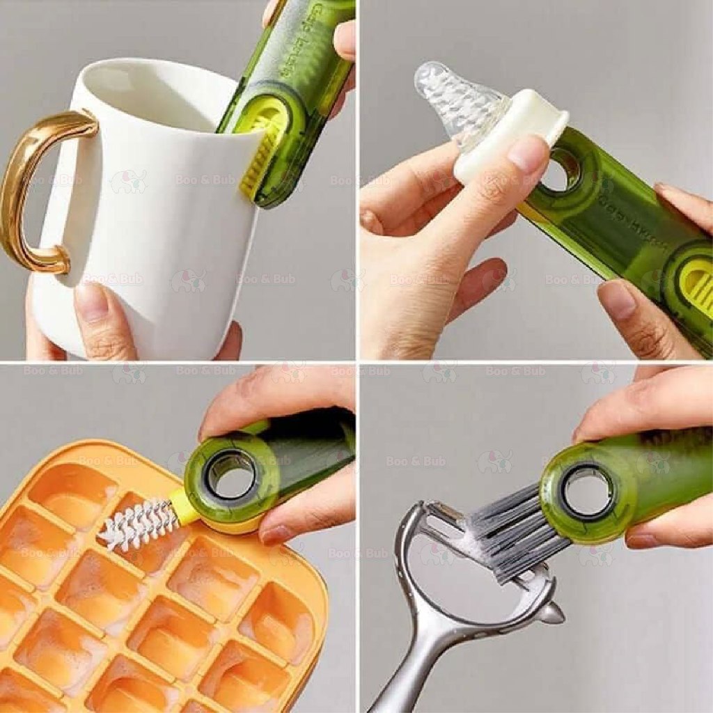 3 in 1 bottle brush baby bottle brush bottle cap cleaning brush kitchen tools berus botol milk bottle brush set 奶瓶刷子 - Boo & Bub