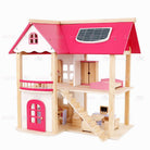 Boo&Bub Kids Pretend Play Toys Pink Wooden Dollhouse Wooden Dolls House Toys for Girls Princess Furniture set - Boo & Bub